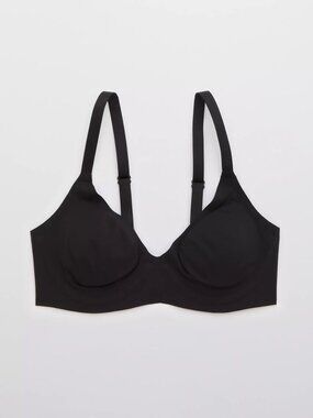 Aerie SMOOTHEZ Unlined Bra Full Coverage Size 34D Black NWT Minimalist Smoothing